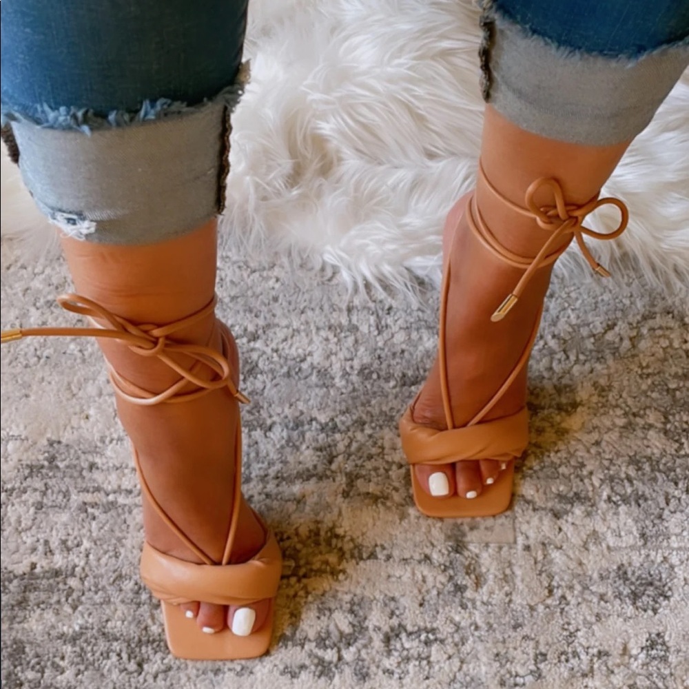 Nude Lace Up Padded Stiletto Size US 8